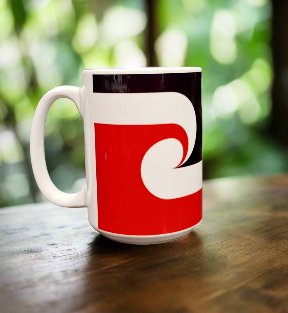 MAORI FLAG/Tino Rangatiratanga: 15oz/440ml White Ceramic Mug