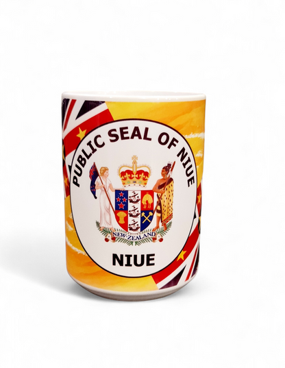 PUBLIC SEAL OF NIUE - 15oz/440ml White Ceramic Mug