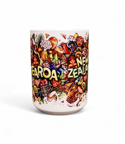 AOTEAROA NEW ZEALAND - 15oz/440ml White Ceramic Mug