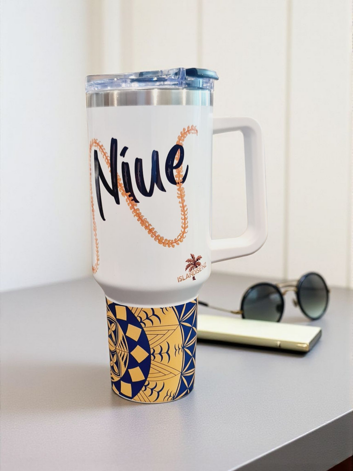 I LOVE NIUE - 1.2Litre/40oz Stainless Steel Tumbler with Handle